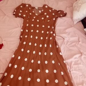 Polka Dot Brown Dress